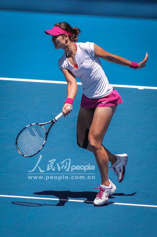 李娜首戰擊敗克羅地亞年輕選手輕松晉級（攝影 李一鳴）